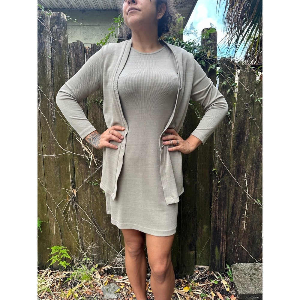 Vintage Ronni Nicole Beige Knit Dress with Matching Jacket‎